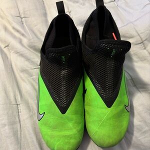 Nike Neon Green and Black Laceless Soccer Shoes
